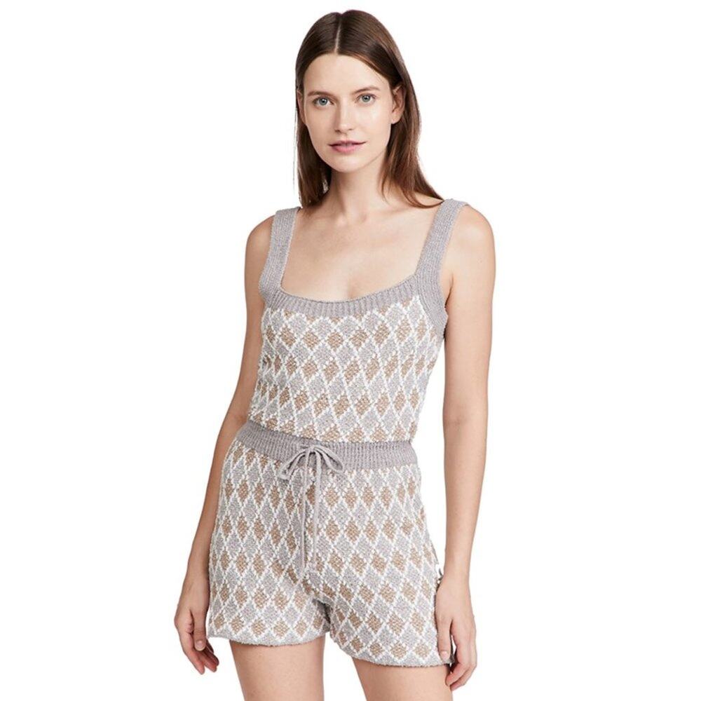 New Free People Dream Diamonds Romper in Grey Combo Knit Women's Size S